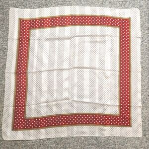 Bloomingdale's Polka Dot Red and Cream Polyester Scarf